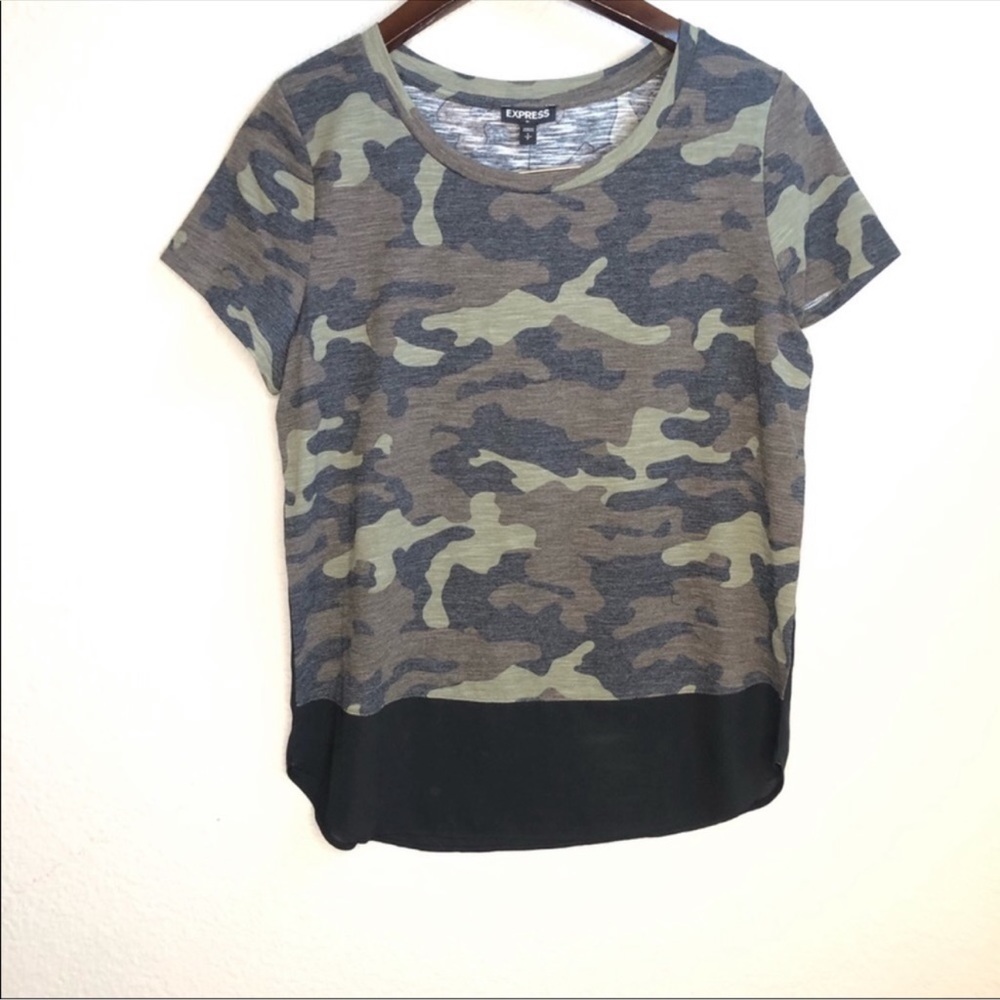 Express camo army green and black shirt top